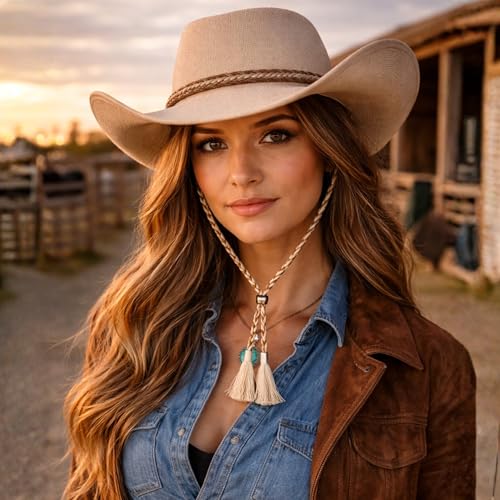 Image of Gamboa 100% Leather Hat Chin Strap for Men and Women Removable Hat Chin Cord for Cowboy and Sun Hats