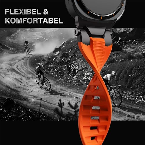 Image of ULTIMAL Watch Band for Samsung Galaxy Watch Ultra 47mm (2025 /2024) Compatible with Samsung Watch Strap Bands for Men Sport Bands for Watch Rugged Premium TPU & Metal (Orange+Black)