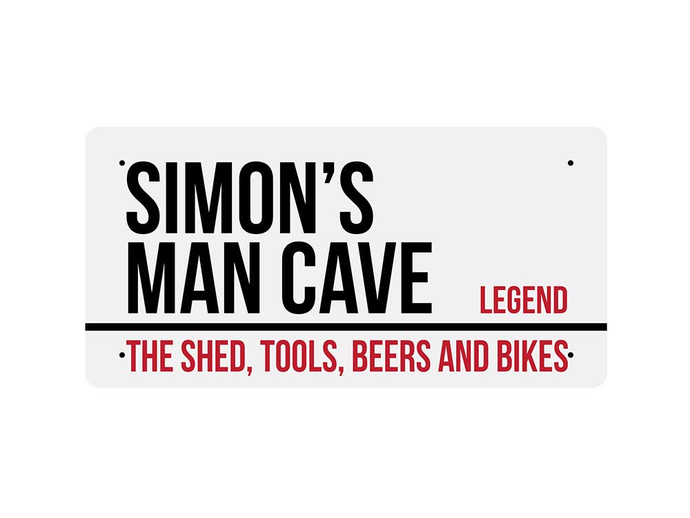 Mcmug White - Simon's Man Cave - Metal Sign, Decorative Sign, 200Mm X 100Mm
