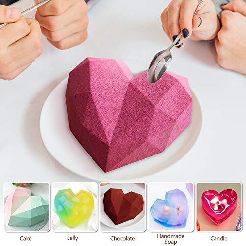 image for phixilin Silicone Mold for Chocolate - Diamond Heart Mousse Cake Mold 