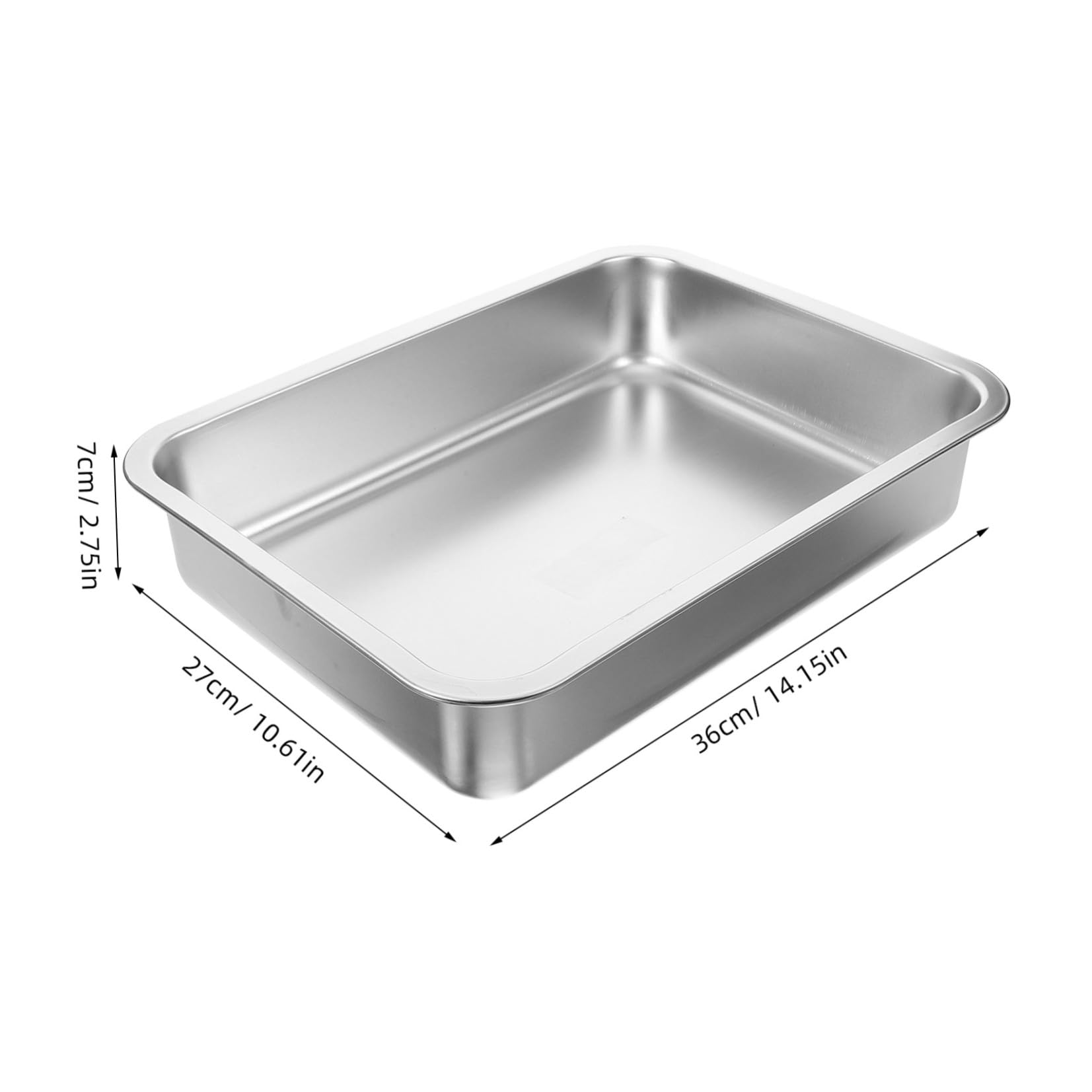 Abaodam Edelstahl Katzentoilette Offen 36x27x7cm Katzenklo ohne Löcher Rostfrei Große Katzentoilette für Kätzchen und Reisen