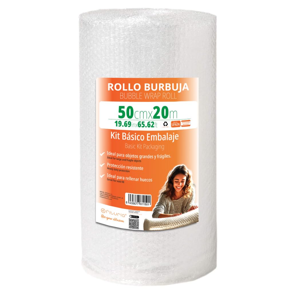 OFITURIA Bubble Wrap Roll 50cm - Basic Kit with Flexible Bubble Film - Ideal for Bubble Wrap, Moving, Shipping Protection
