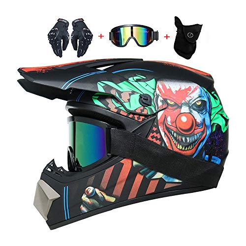LEENY Cascos de Motocross de Moto Set con Gafas/Guantes/Máscara, Adul