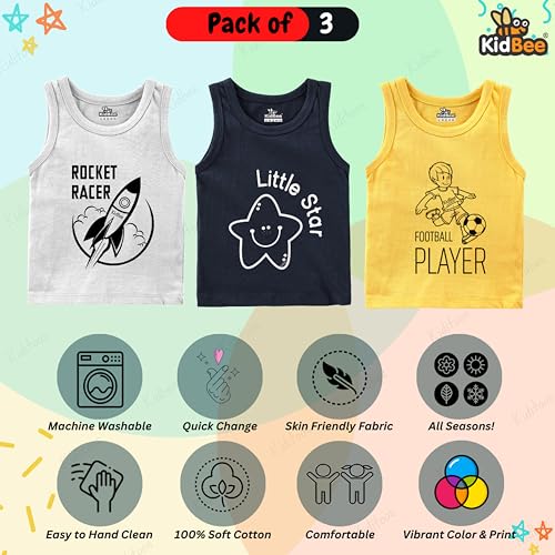 Image of Kidbee Cotton Vests for Boys & Girls (Set of 3)