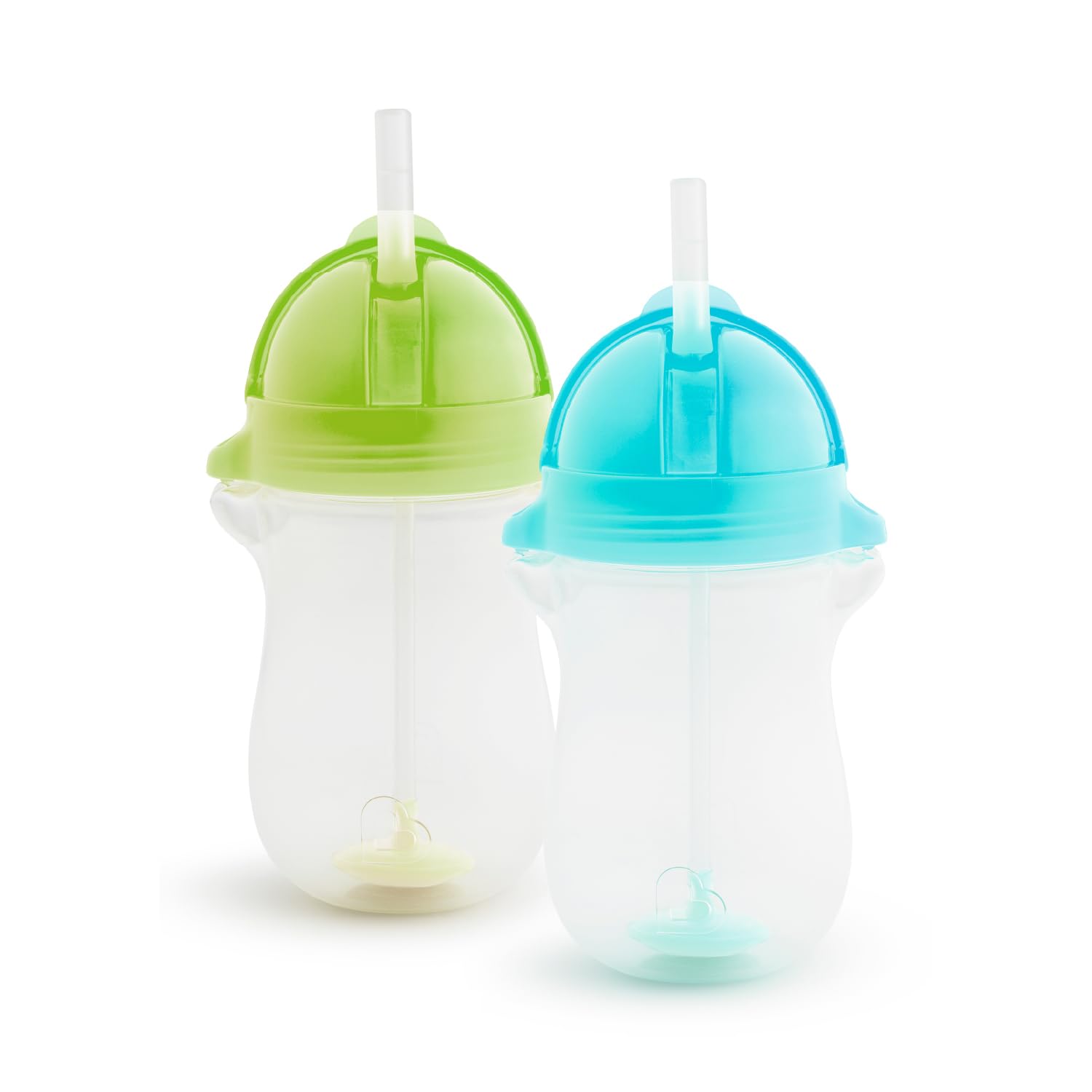 Munchkin Trinklernbecher mit Klick-Verschluss, Trinkhalmflaschen mit Strohhalm, BPA-frei, spülmaschinenfest - 296 ml, 2er-Set grün/blau