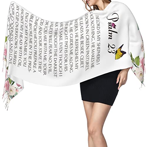 Psalm 23 Evening Wraps The Lord Is My Shepherd 23rd Psalm Floral Pashmina Shawl For Men Inspirational Bible Verse Scripture3