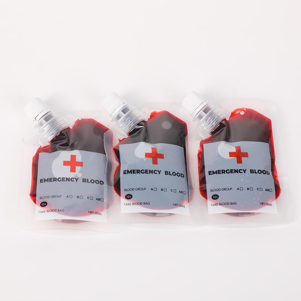 Halloween Fake Blood bag Realistic Blood Body Paint Washable Blood Makeup Kit For Zombie Vampire Clown Monster Clothes Costume Cosplay (Pack of 3)-image-27