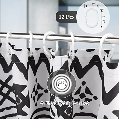 Aimego Boho Shower Curtains Black White Pattern Striped Modern Bohemian Chic Tribal Shower Curtain Set With 12 Hooks For Bathroom Decor Accessories Bathtub Curtain, 72"X72" #TOP2