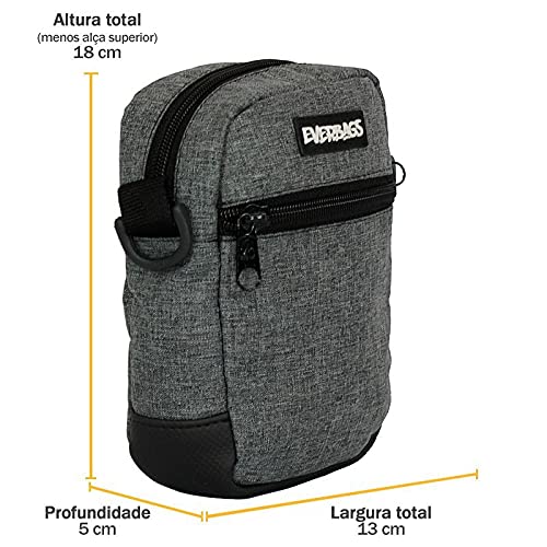 Pochete Shoulder Bag Cinza Logotipo Emborrachado