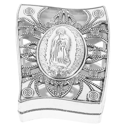 ROMISBABA Joyero Caja de Rosario de Metal Plata, Aleación de Zinc, Ligera y Fácil de Transportar, Diseño Delicado Adecuado para Diversas Ocasiones y Regalos