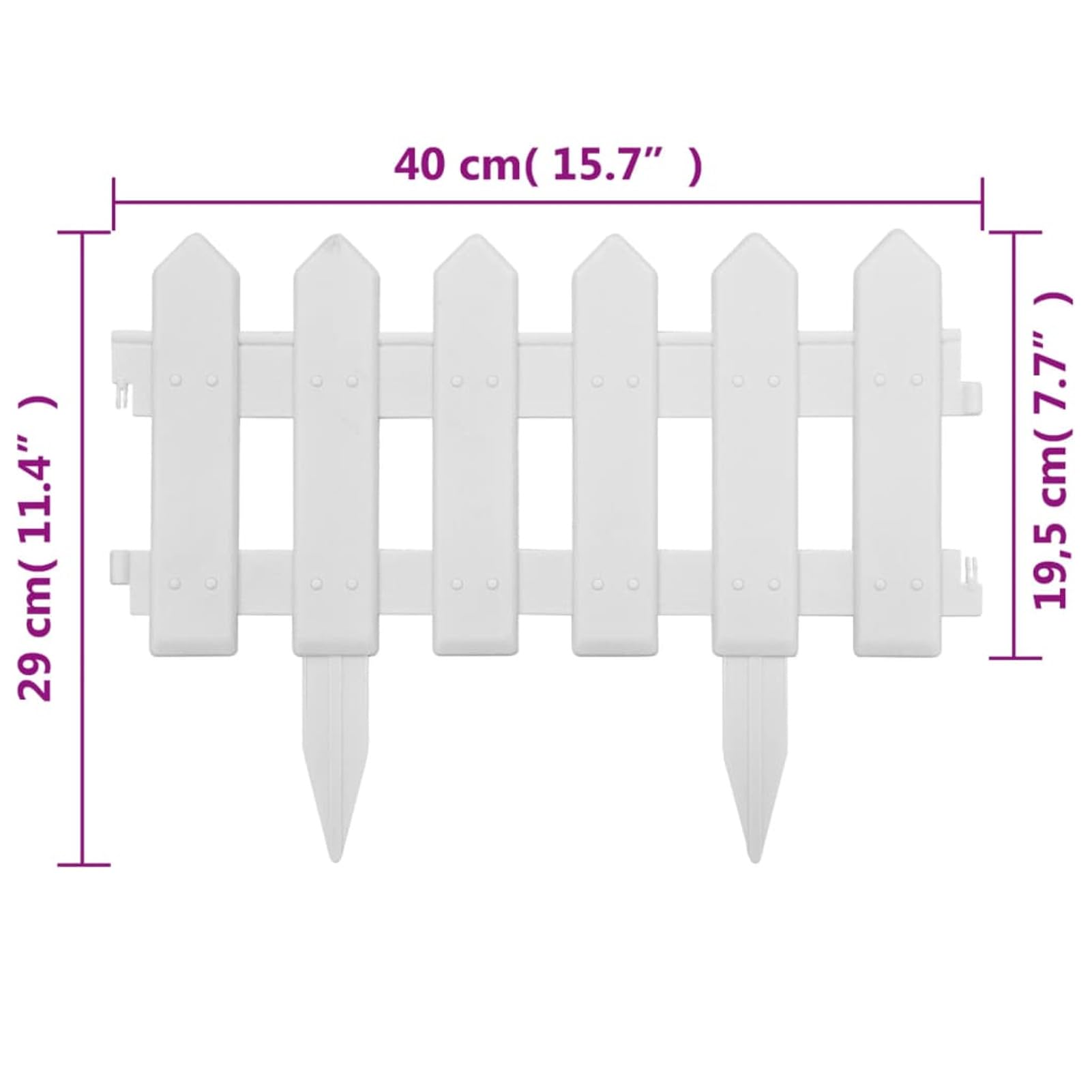 ARKEM Recinzione in Legno Flessibile,Bordatura per Prati,Palizzata,Recinto per aiuol, Giardini, frutteti, orti o sentieri,Bordi per Prato 25 pz Bianchi 10 m in