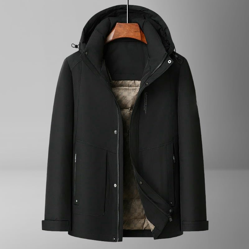 Chaqueta de plumón con capucha para hombre para evitar el frío en invierno al aire libre casual 5