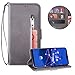Produktbild Reißverschluss Brieftasche für Huawei Mate 20 Lite,Gurt Wallet Handyhülle für Huawei Mate 20 Lite,Moiky Klassisch Grau Solide Farbe Klappbar Stand Leder Handytasche