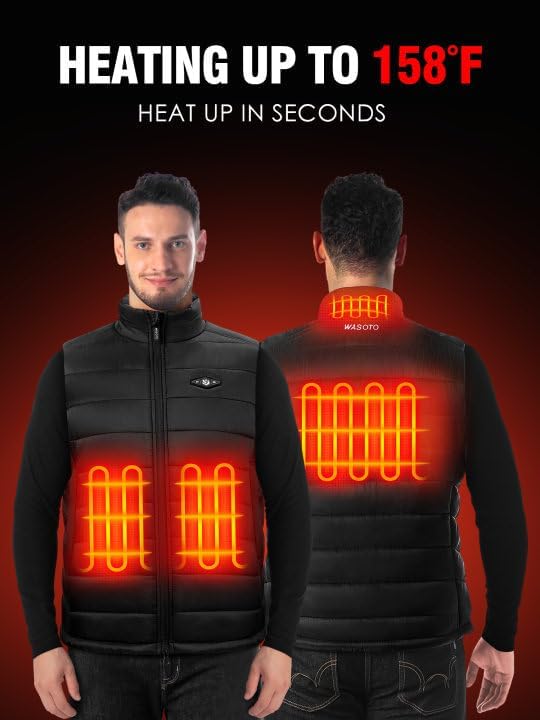 WASOTO Heated Vest for Men with 9V 16000mAh Battery Pack Charger Lightweight for Cycling Glof Hunting - Image 2