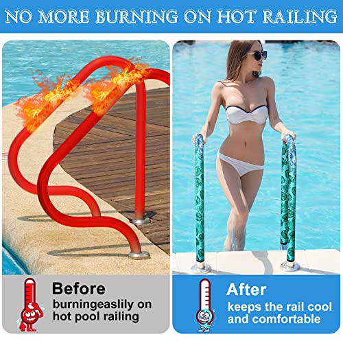 Pinkunn 2 Pcs 4 Feet Pool Handrail Cover Zipper Pool Hand Railing Cover Pool Hand Rail Cover Slip Resistant Safety Rail Grip Sleeve For Swimming Pool Inground Ladder Handles #TOP3