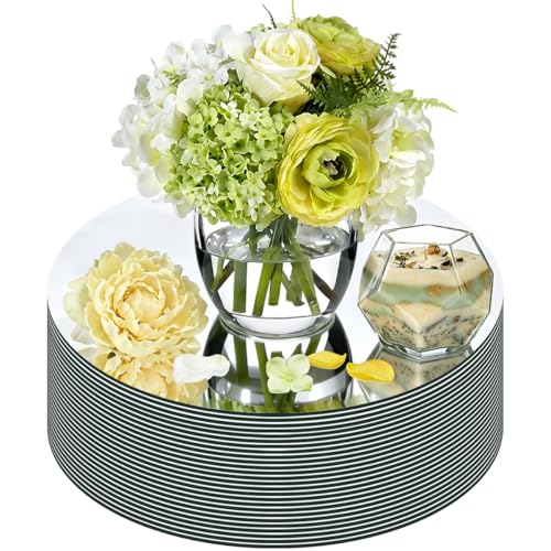 26PCS Round Mirror Tiles for Centerpieces Mirror Trays Flat 6inch Circle Mirrors Centerpieces for Tables Acrylic Mirror Candle Plates for Table Centerpieces Wedding Party Decor (6inch)