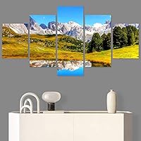 SIGNWIN 5 Panel Canvas Wall Art Modern Art Dramatic Farmhouse/Country Mountain Multicolor Nature Photography for Home Decorations Ready to Hang - 60