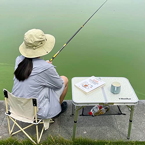 Yihuiko 24''X16'' Folding Camping Table - Portable Aluminum Small Picnic Folding Table - Adjustable Height Outdoor Camp Table For Picnic, Boat, Mini Van, Truckers, Rv #TOP5