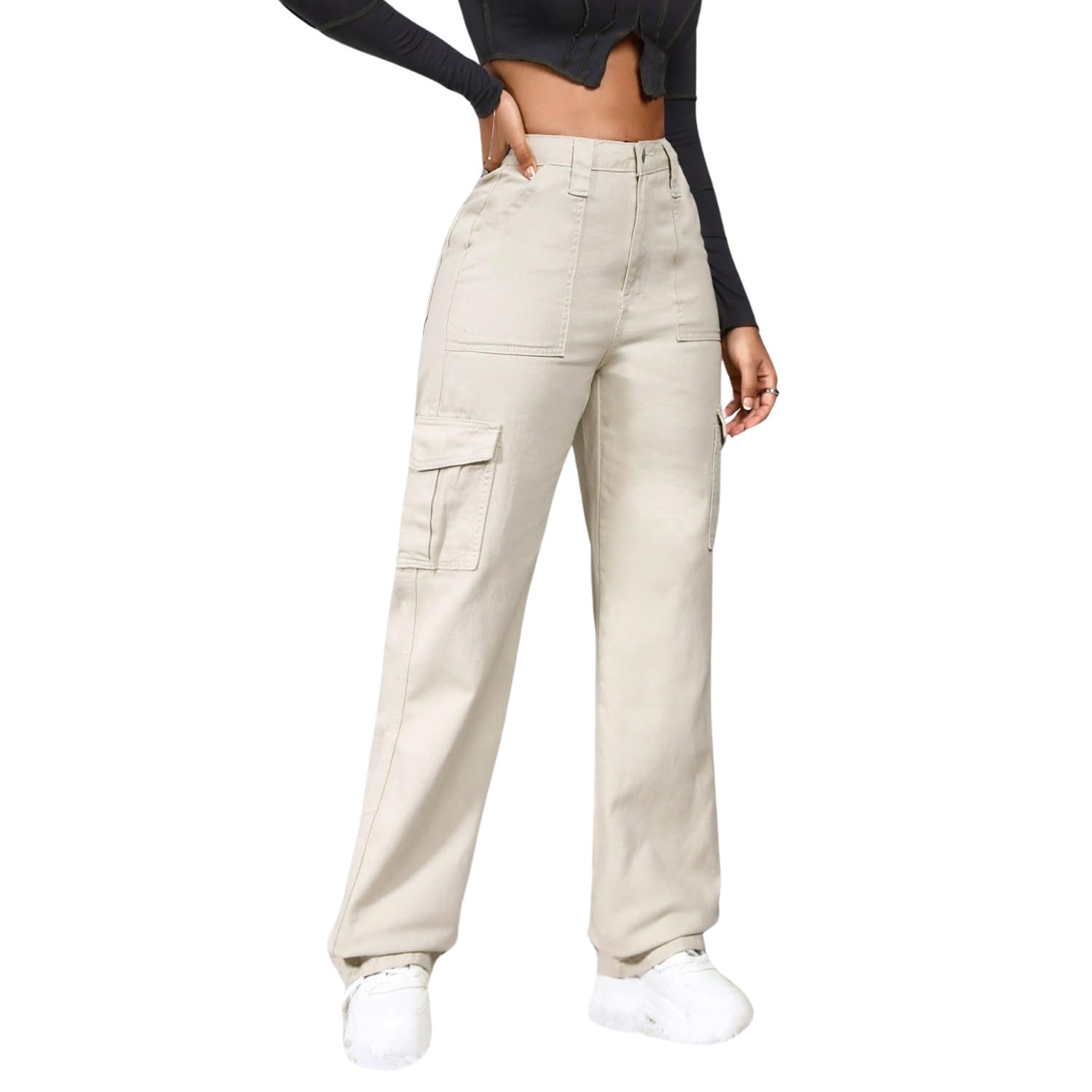 NU CLOTHS Women Cargo Jeans | Regular Fit Jeans for Women | Jeans Pant for Women with Flap Pockets