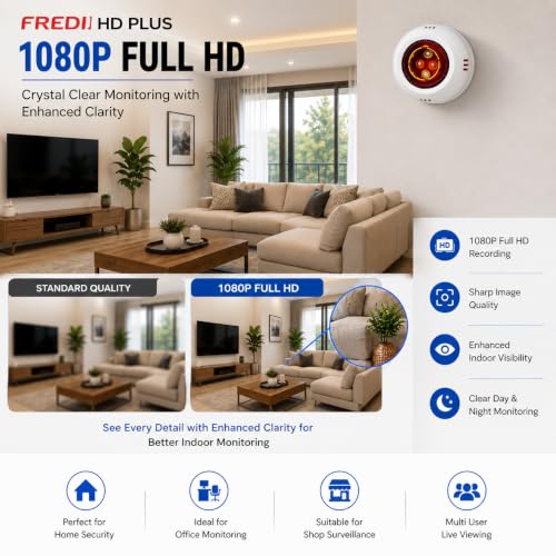 Image of FREDI HD PLUS 1080P Hidden Camera WiFi Bulb Holder Camera with Audio & Video Recorder, Motion Detection, Remote Monitoring, SD Card Support up to 32GB, Indoor Spy Camera for Home & Office, iWFCam App