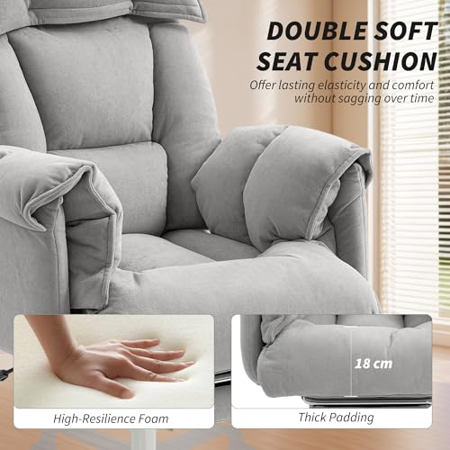 Image of HOMCOM Executive Office Chair Comfy with Foot Rest Reclining Light Gray | Swivel Computer Desk Chair, High Folding Back, Thick Cushion, Padded Armrest, Adjustable Height, Rolling Wheels