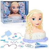 Just Play Disney Frozen Deluxe Elsa Styling Head, Blonde Hair, 30 Piece Pretend Play Set, Wear and Share Accessories