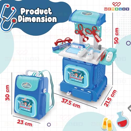 Image of Wembley Doctor Set for Kids 3+ Years | 2-in-1 Pretend Play Medical Kit with Stethoscope & 26 Pieces | Portable Doctor Playset for Boys & Girls | Role Play Toy | Birthday Gift for Kids