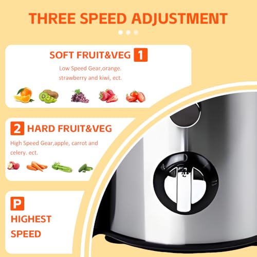 Juicer Machine,Efficient Centrifugal Juicer For Whole Fruit And Vegetable Extraction, 68Mm Large Feed Chute,3 Speed Settings,Stainless Steel,Easy To Clean, Ideal For Families And Healthy Juicing. - 4