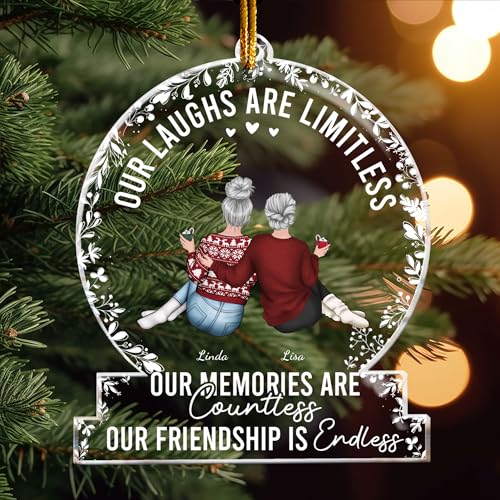 Macorner Personalized Friends Ornament, Our Memories are Countless, Our Friendship is Endless, Best Friend Ornaments for Christmas Tree Decorations Friendship Gifts for Friends Female Women
