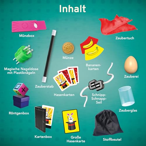 Kosmos 694333 Magic Junior - Mein erster Zauberkasten, Zauberkasten für Kinder ab 6 Jahre, kinderleicht Zaubertricks Lernen Dank Comic-Anleitung
