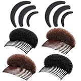 Willbond 10 Pieces Hair Bump Sponge Volume Hair Bases Set Bump It Accessory Styling Tools up Combs Clips Sponge Bun Updo Accessories for Women DIY Hairstyles Lady Costume(Black, Brown)