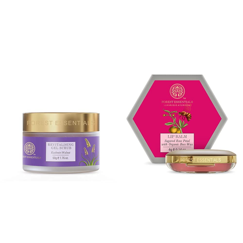 Forest Essentials Revitalising Kashmiri Walnut Gel Scrub, 50g & Forest Essentials Luscious Sugared Rose Petal Lip Balm, 4g-picture-20