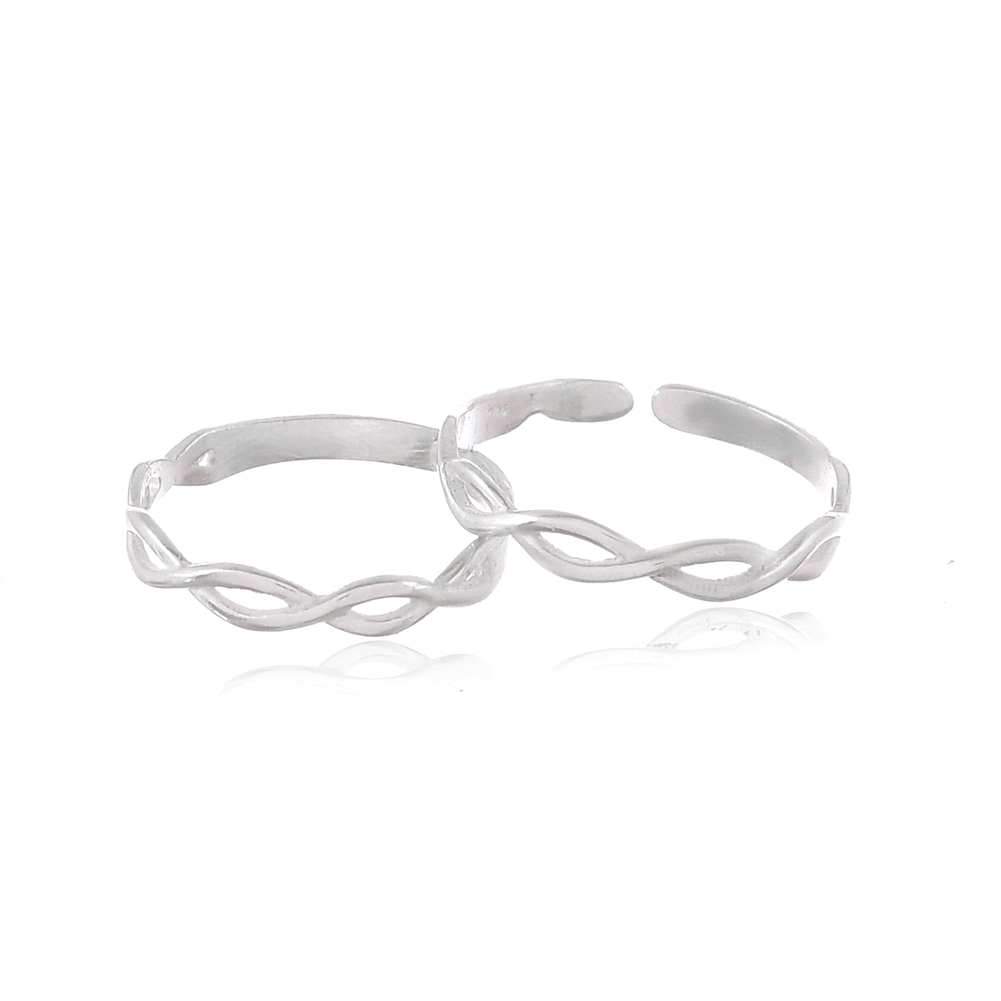925 Sterling Silver Tiny Cute Toe Rings For Women (Free Size)
