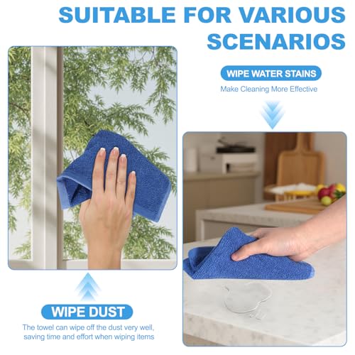 Image of 12 Pack 100% Cotton Wash Cloth, 12x12 Inch Highly Absorbent and Soft Feel Fingertip Towels, Machine Washable Washcloths for Bathroom, Gym, Hotel, Spa and Kitchen, Blue