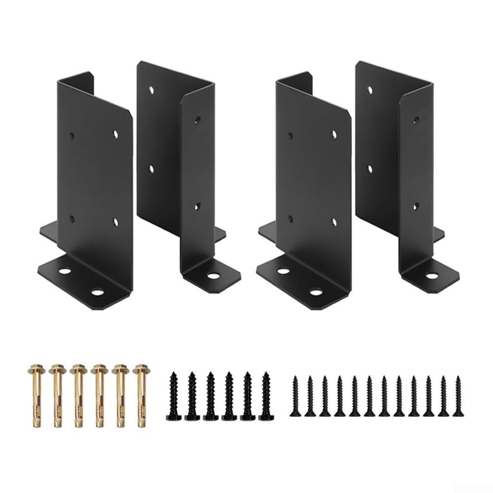 Set di 4 staffe di base regolabili per pali e ponti in legno, supporti di fissaggio in metallo per cassette postali e pergolati con fori e viti preforati