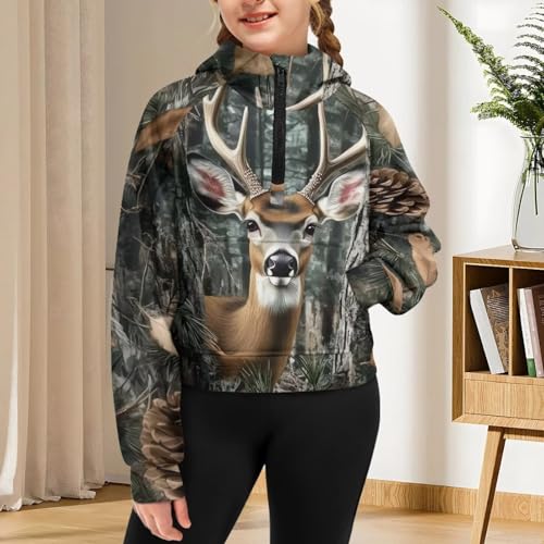 WELLFLYHOM Hoodies for Girls 5-14T Cropped Long Sleeve Sweatshirt Half Zip Up Sweater Top Graphic Fall Clothes4