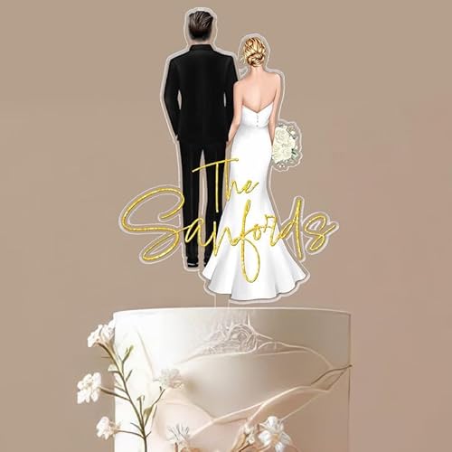 Wedding Cake Toppers Personalized, Bride And Groom Cakes Topper, Custom Mr and Mrs Cake Topper, Interracial Wedding Cake Topper for Couple, Bride And Groom Customized