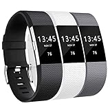 GEAK Replacement Bands for Fitbit Charge 2, Adjustable Classic Wristbands for Fitbit Charge 2, Small Black White Gray