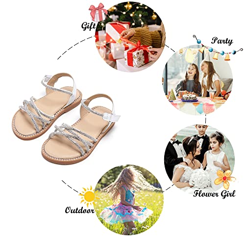 Image of Felix & Flora Toddler Girl Sandals -Flower Girl Dress Shoes Open Toe Little Kid Flats