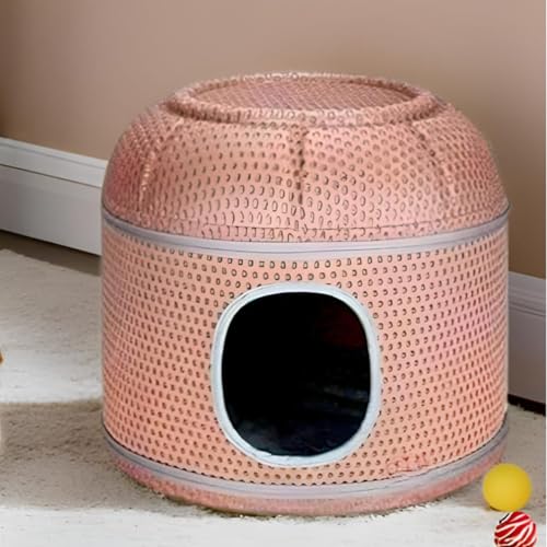 Image of Foldable Cat House|Cat Cube Cave|Cat Bed for Indoor Cats, Brown