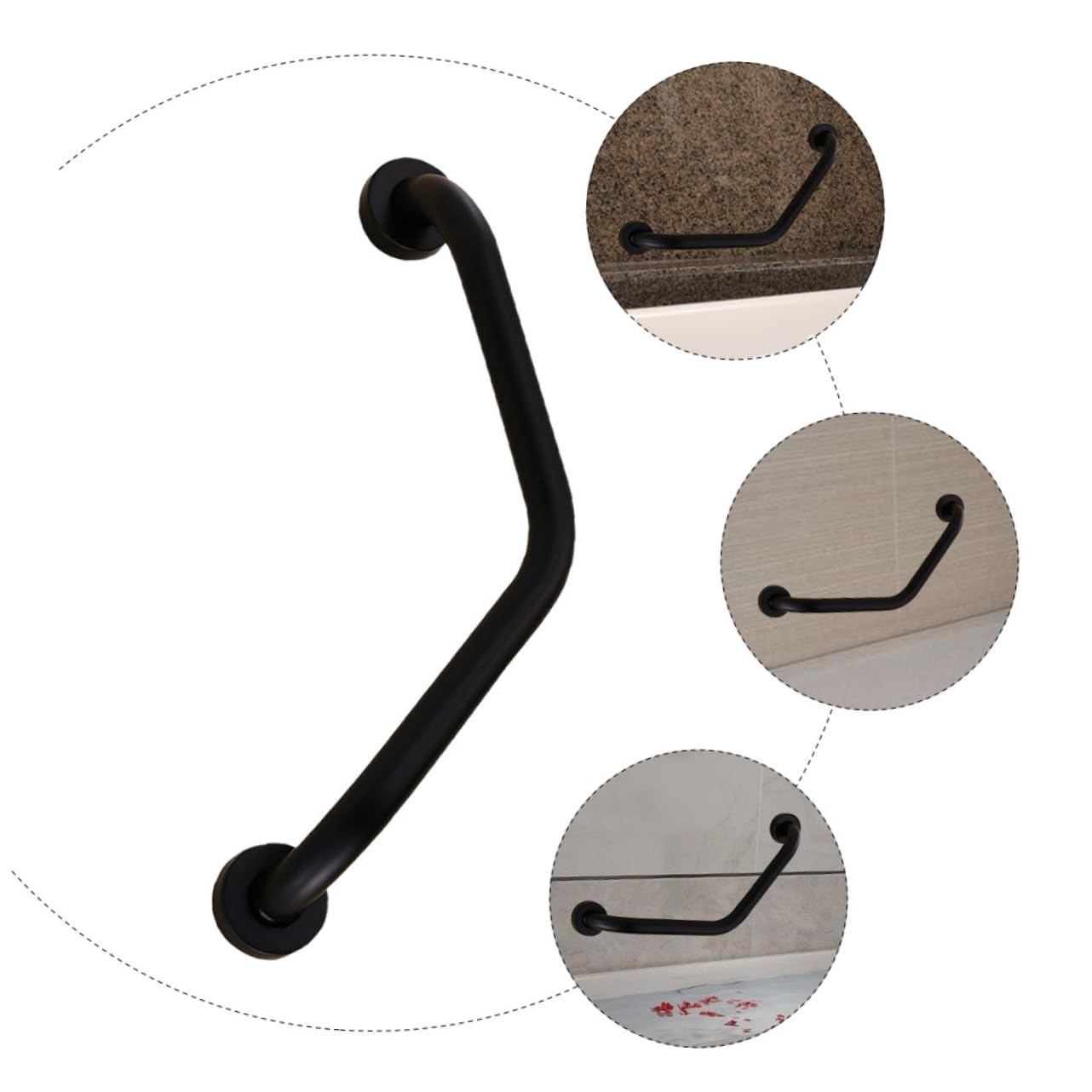 Barra de Seguridad para Inodoro Acero Inoxidable L-shaped, Apoyabrazos de Baño Antideslizante Almacenamiento para Personas Movilidad y Niños