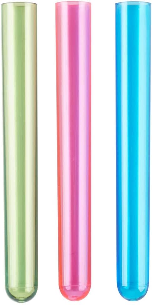 BWS 5 5/8" Assorted Neon Colors Blue Green Pink Plastic Test Tube Party Shot Glass Shooter Drink Dessert Appetizer Catering Disposable Cups, Case of 1000