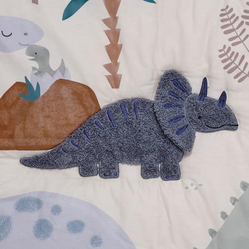 Image of Lambs & Ivy Dino-Might 3-Piece Blue /Gray Dinosaur Nursery Baby Crib Bedding Set