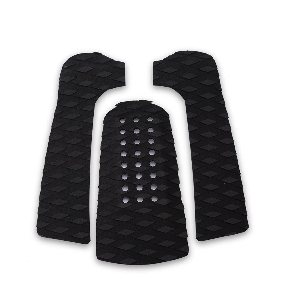 Vbest life 3Pcs Surfboard Traction Pad Antiscivolo Traction Pad Tailpad Deck Grip per Tavole da Surf Skimboard(Nero)
