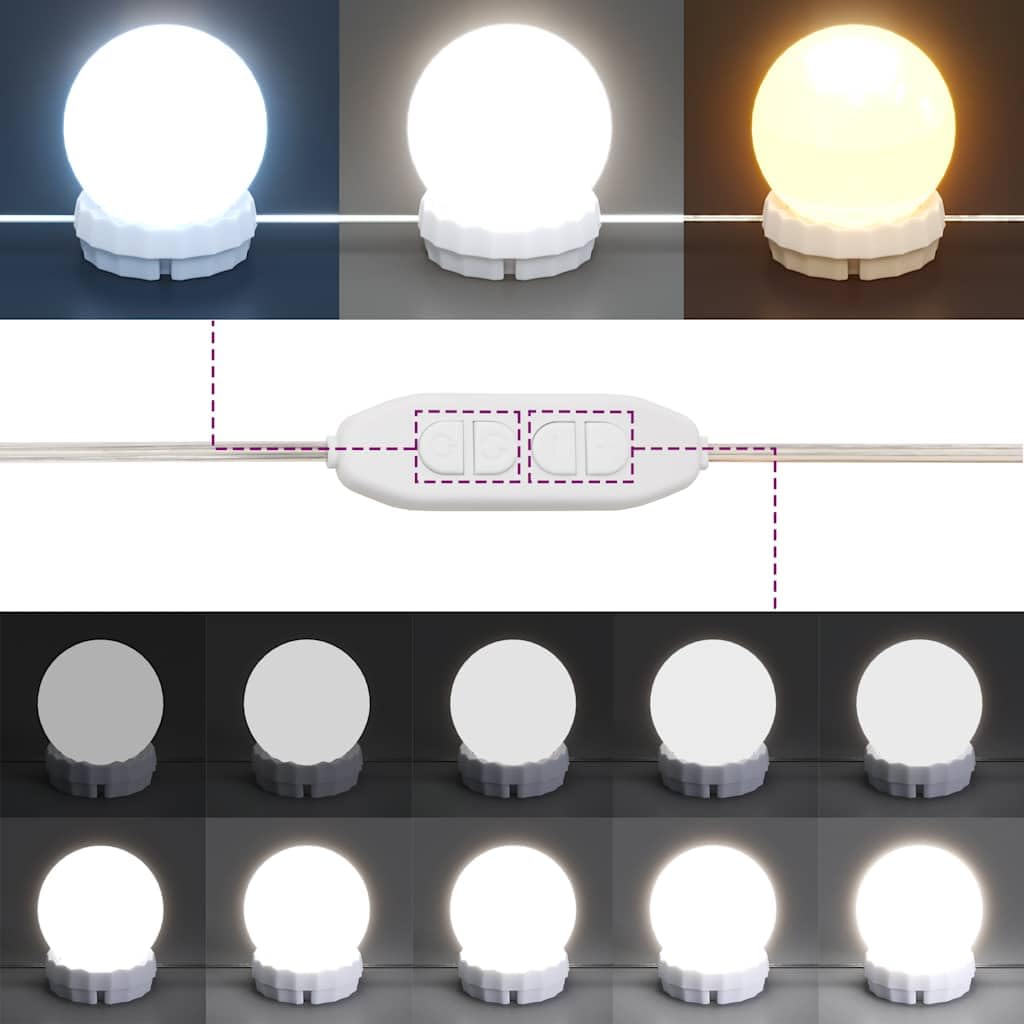 vidaXL Tocador con Luces LED Madera Envejecida 60x40x140 cm, Mesa tocador, tocador de Maquillaje, Muebles de vestidor, Mesa de Maquillaje