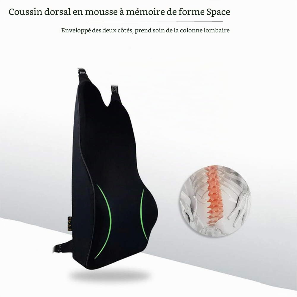Coussin orthopédique avec soutien lombaire et appuie-tête, coussin de chaise ergonomique en mousse à mémoire de forme, sciatique, hémorroïdes et soulagement de la douleur pour siège auto