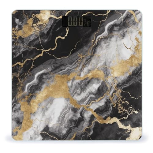 Báscula Digital de Baño de Vidrio Templado Mármol Oro Negro Blanco miniatura 1