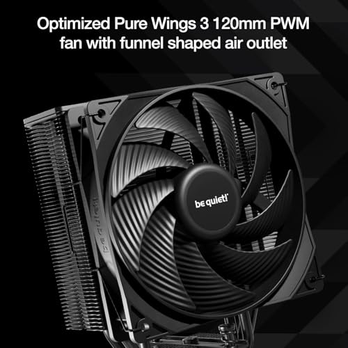 be quiet! Pure Rock 3 Black CPU Air Cooler | 4 High Performance 6mm Heat Pipes with HDT Technology | 120mm PWM Fan | AMD:AM4 AM5/Intel LGA 1700/1150/1151/1200 | Black | BK039 3