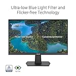 ASUS 24” (23.8-inch viewable) 1080P Eye Care Monitor (VA24EHF) - IPS, Full HD, Frameless, 100Hz, 1ms, Adaptive-Sync, for Working and Gaming, Low Blue Light, HDMI, VESA Mountable, Tilt, BLACK - Image 4