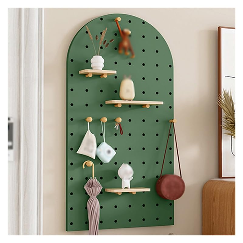PFCDZDU Wall Organizer Pegboard, Modular Storage Combination Kit with Shelves & Hooks, Wall Mount Adjustable Display Panel for Apartment Home Office(Green-A)